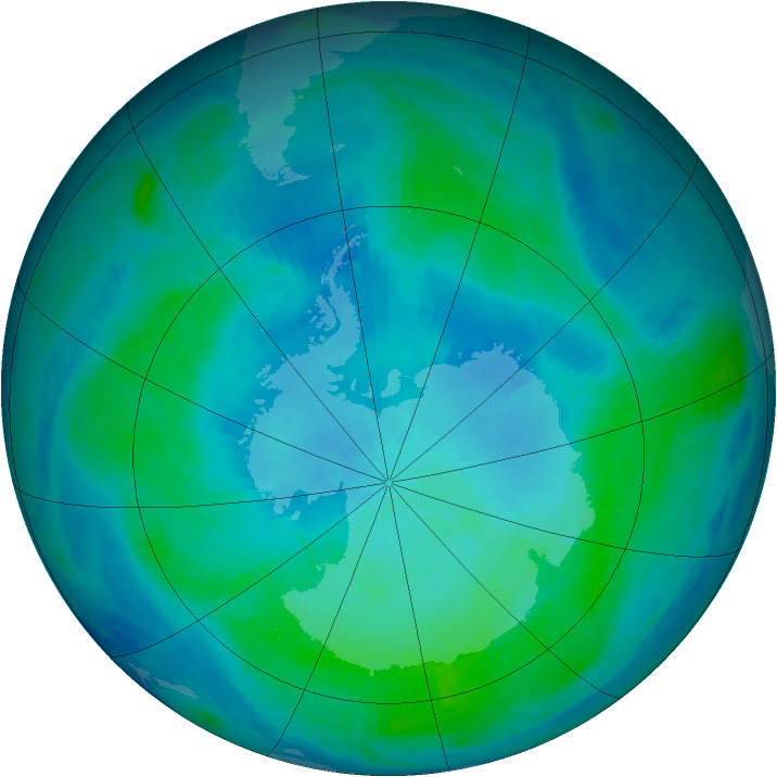 Antarctic ozone map for 15 February 2000